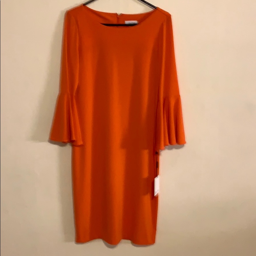 Calvin Klein bright orange dress size 10.